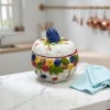 Colorful berry-patterned covered ceramic jar for home storage and kitchen storage details Picture